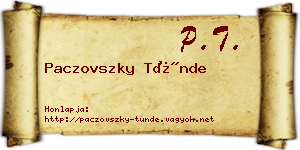 Paczovszky Tünde névjegykártya